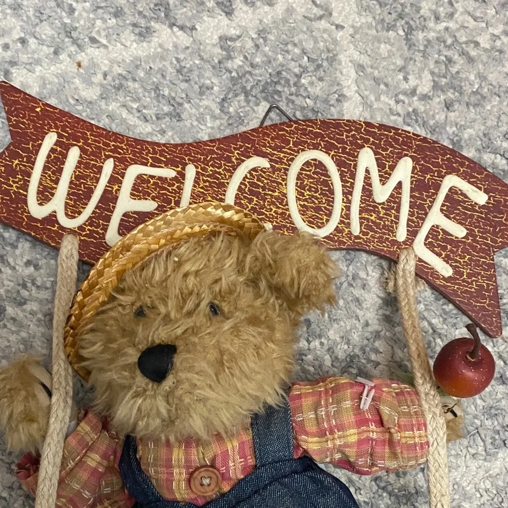 Welcome Bear Swing Decoration hanging country vintage fall door decor wreath